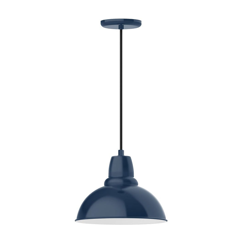 Navy 12 in LED pendant light with dome shade and hanging cord