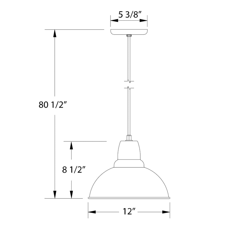 Cafe 12" pendant in Sea Green Line Drawing