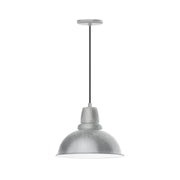 14 in painted galvanized dome pendant light with tiered metal shade