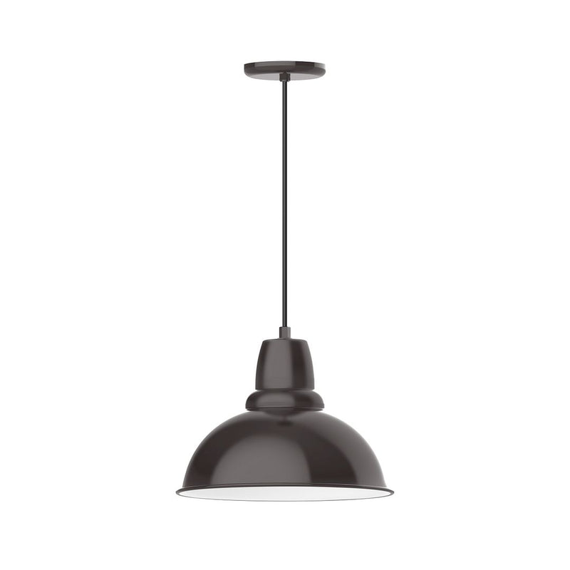 14-inch LED pendant light with architectural bronze dome shade and dark cord
