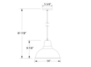 Navy dome pendant light size: 14 in wide, 81 7/8 in tall