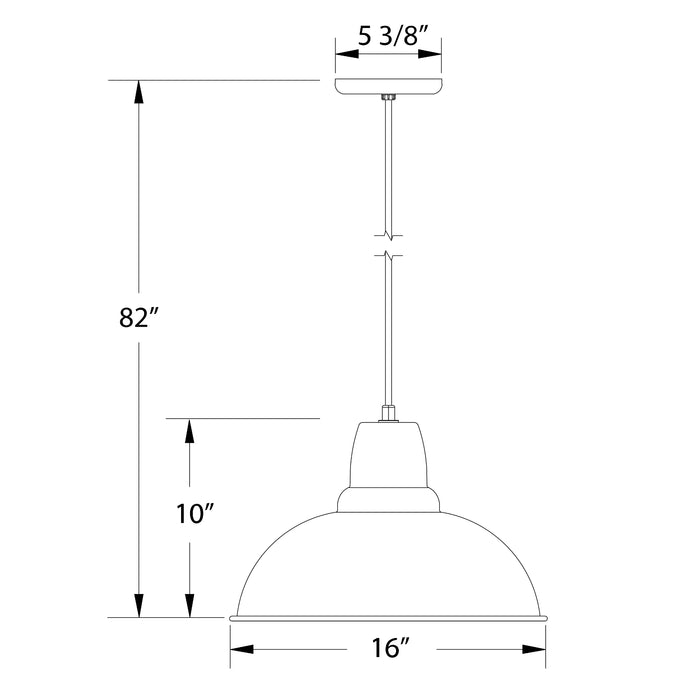 Cafe 16" LED Pendant Light in Slate Gray Line Drawing