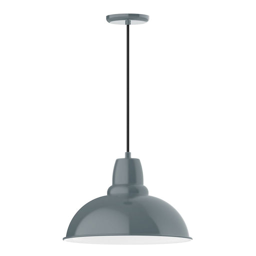 Slate gray 16 in LED pendant light with dome shade and black cord