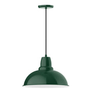 Forest green 16 in dome cafe pendant light with pull cord socket and canopy