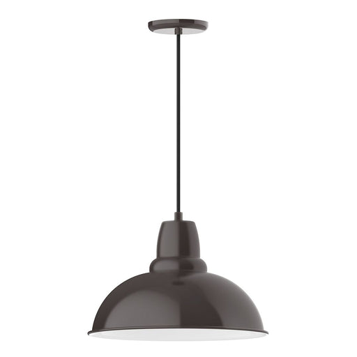 Architectural bronze LED pendant light with bell metal shade and black cord