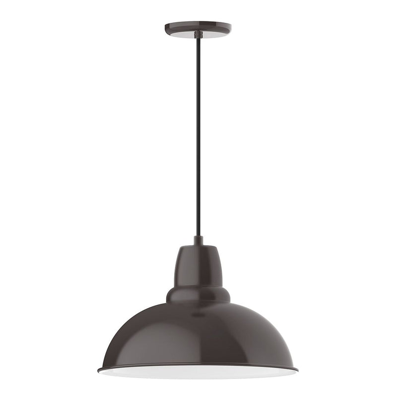 Pendant lamp with 16" architectural bronze dome shade and straight hanging stem