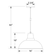 LED pendant light dimensions: 16 in wide, 82 in overall height
