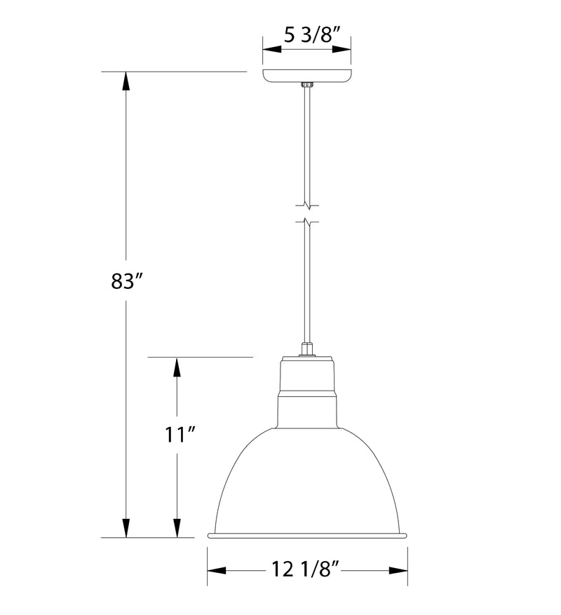 Pendant light dimensions drawing: 83 in height, 12 1/8 in width