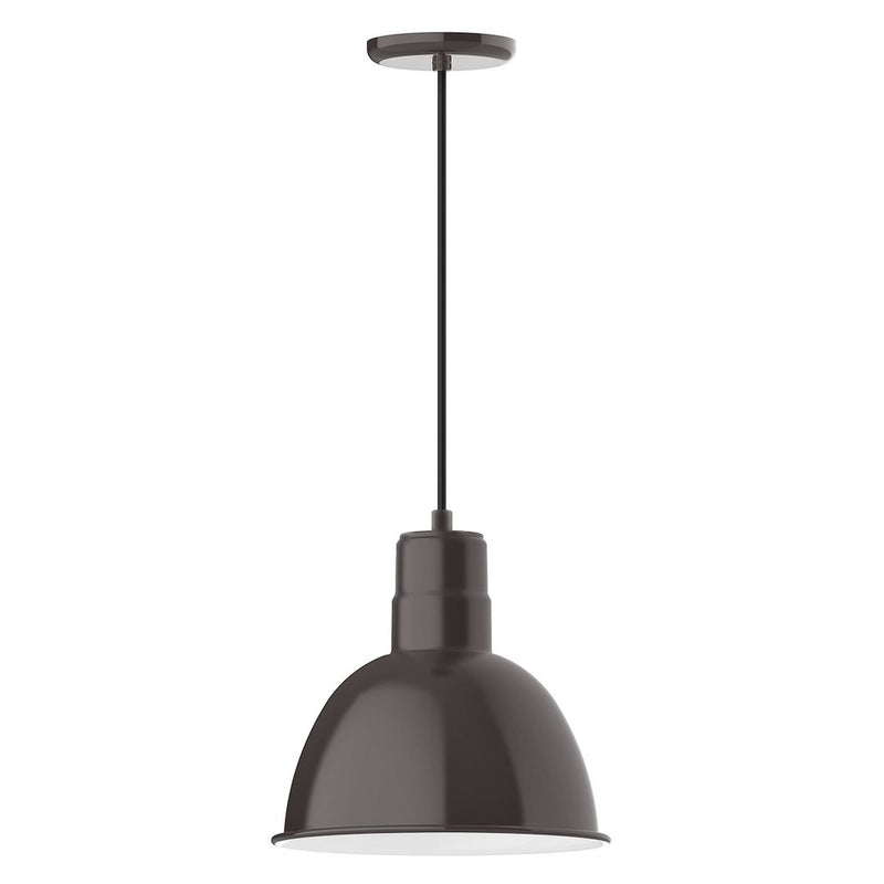 12" deep bowl pendant light with bronze-toned shade and straight black cord