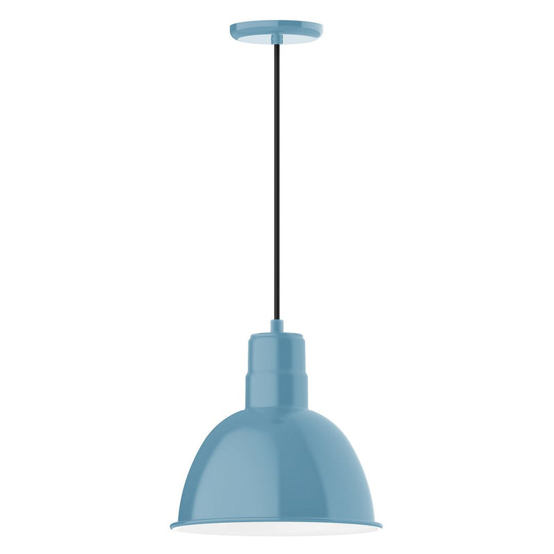 Light blue 12-inch deep bowl pendant light with hanging cord