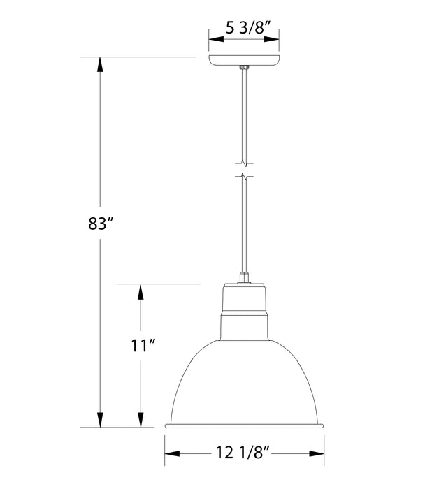 Deep Bowl 12" pendant in Painted Galvanized Line Drawing