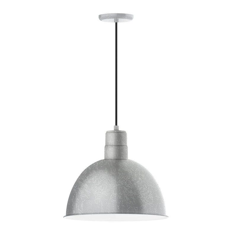 Painted galvanized dome pendant with 16" bowl shade, satin silver