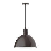 Architectural bronze deep bowl pendant with short canopy and straight cord