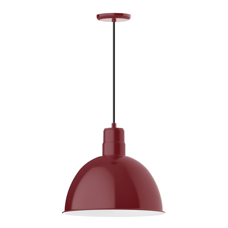 Barn red dome pendant light with canopy and hanging cord