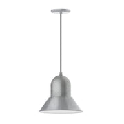 Painted galvanized 12 in pendant light with dome shade and flared bottom.