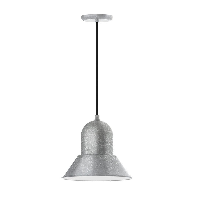 Painted galvanized 12 in pendant light with dome shade and flared bottom.