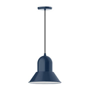 Prima 12-inch navy pendant light with dome shade and round canopy