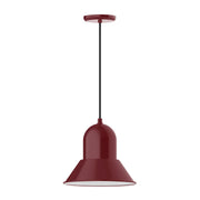 Barn red pendant light with bell shade and matching ceiling cap