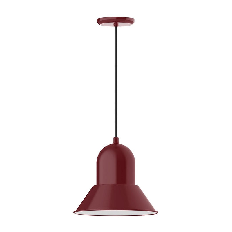 Barn red pendant light with bell shade and matching ceiling cap