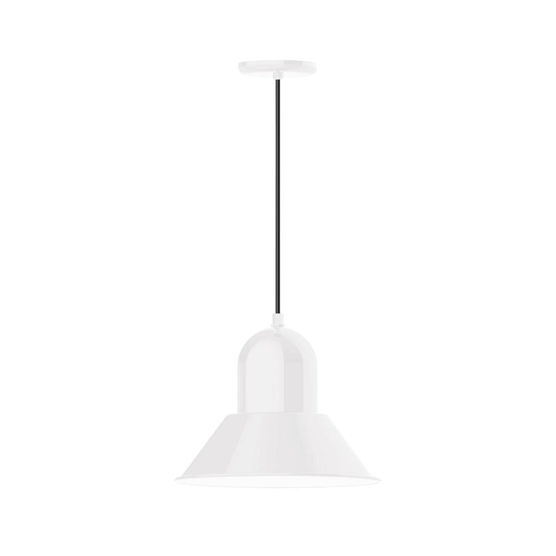 White LED pendant light with bell-shaped shade and straight rod