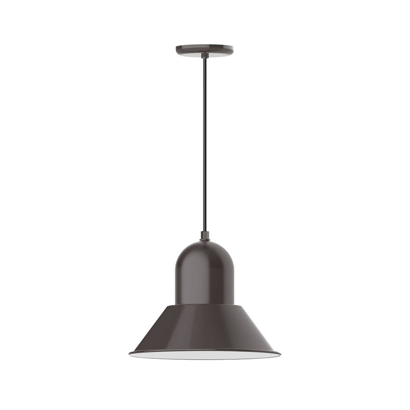 14" architectural bronze pendant with round bell shade and hanging stem