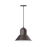 Architectural bronze LED pendant light with dome shade and hanging stem