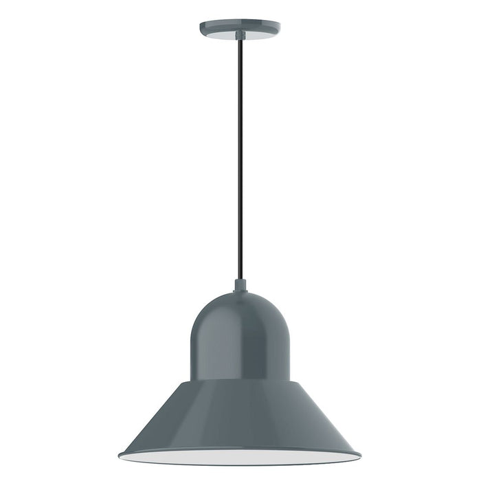 Vintage black and brass pendant light with glass shade
