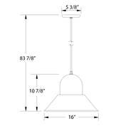 Pendant light dimension diagram, 16 in shade width, 83 7/8 in height