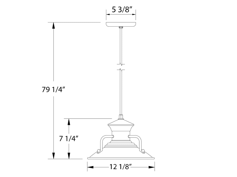 Homestead 12" pendant in Barn Red Line Drawing