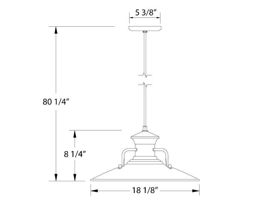 Homestead 18" pendant in Barn Red Line Drawing