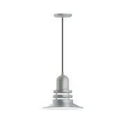 12-inch painted galvanized pendant light with domed shade and ribbed band