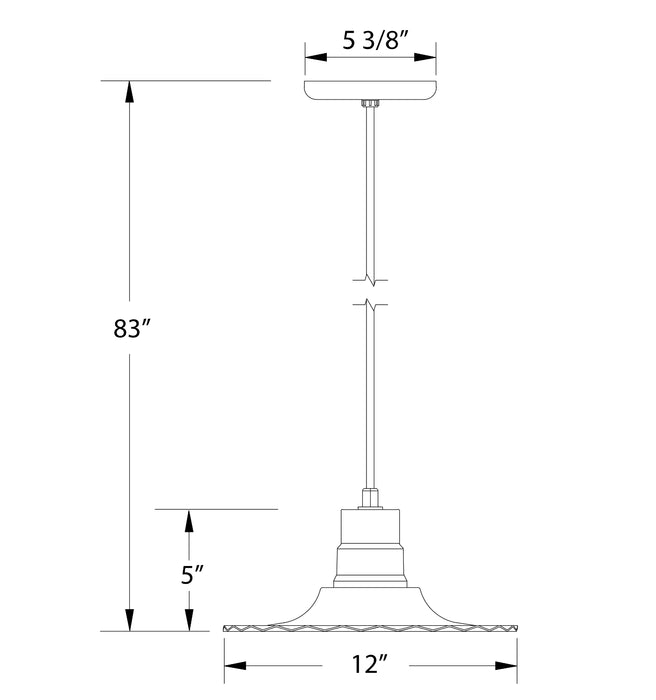 Radial 12" pendant in Architectural Bronze Line Drawing