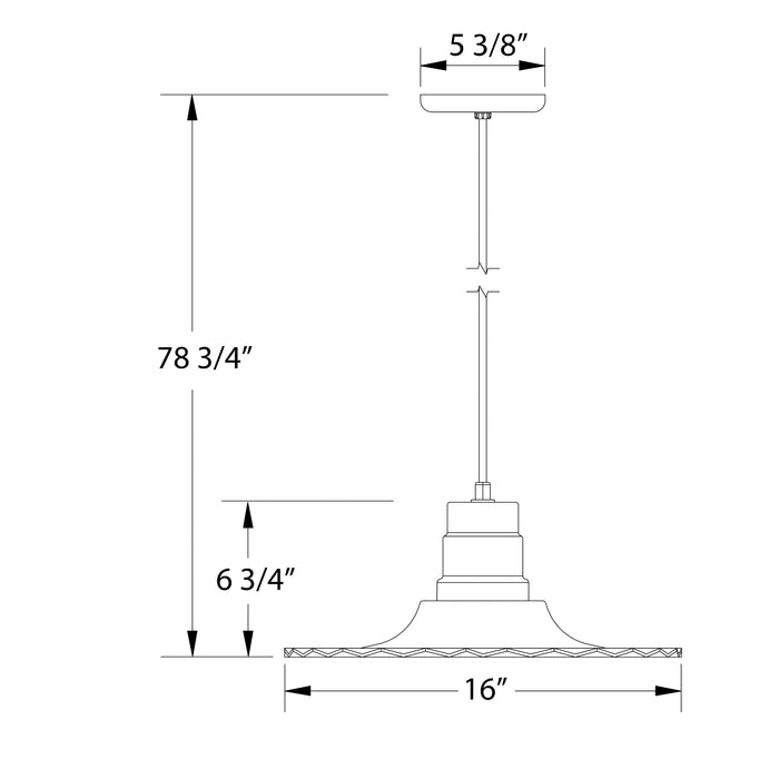 Radial 16" pendant in Navy Line Drawing