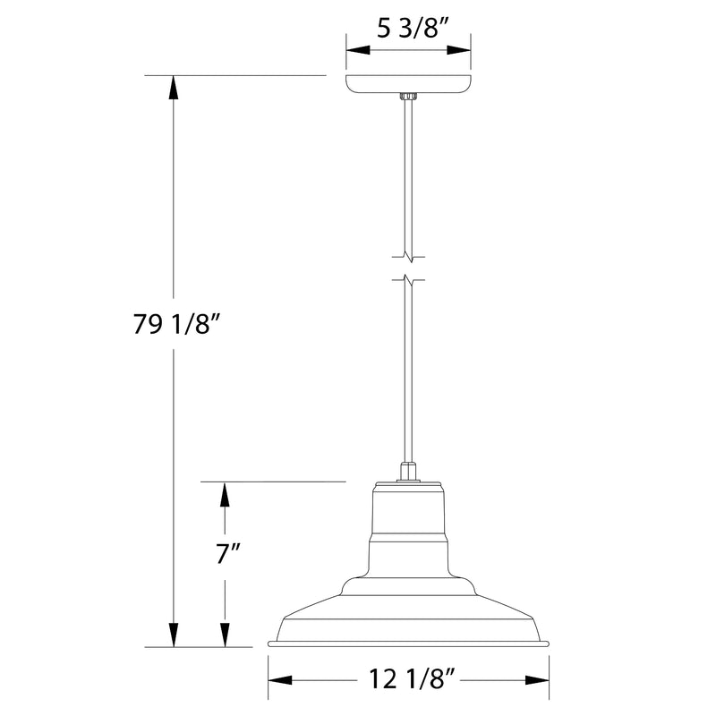 Navy pendant light with 12 1/8-inch width and 79 1/8-inch hanging height