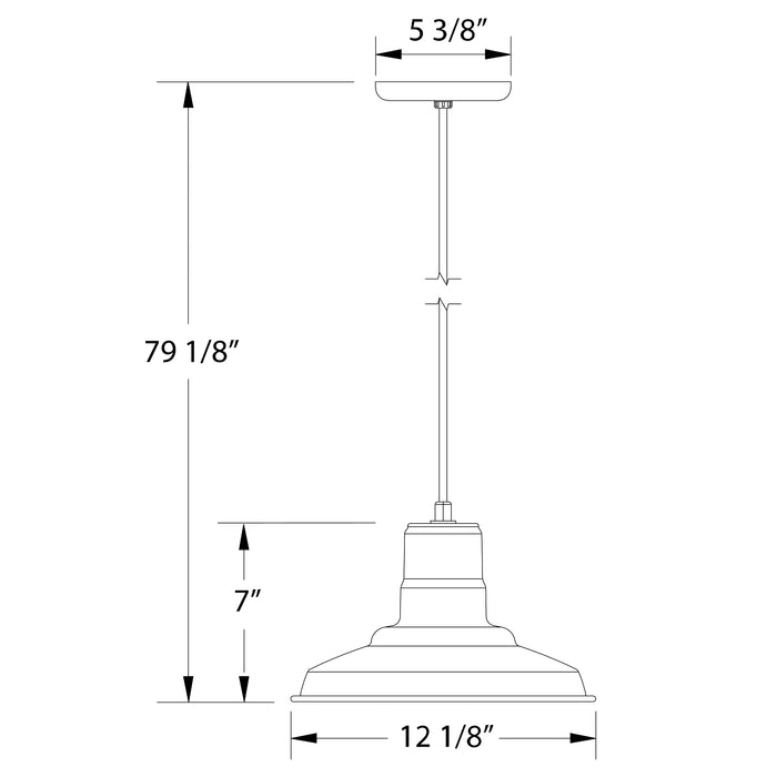 Warehouse 12" LED Pendant Light in Black Line Drawing