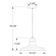 Light blue pendant light dimensions: 79 1/8 in height, 14 1/2 in width