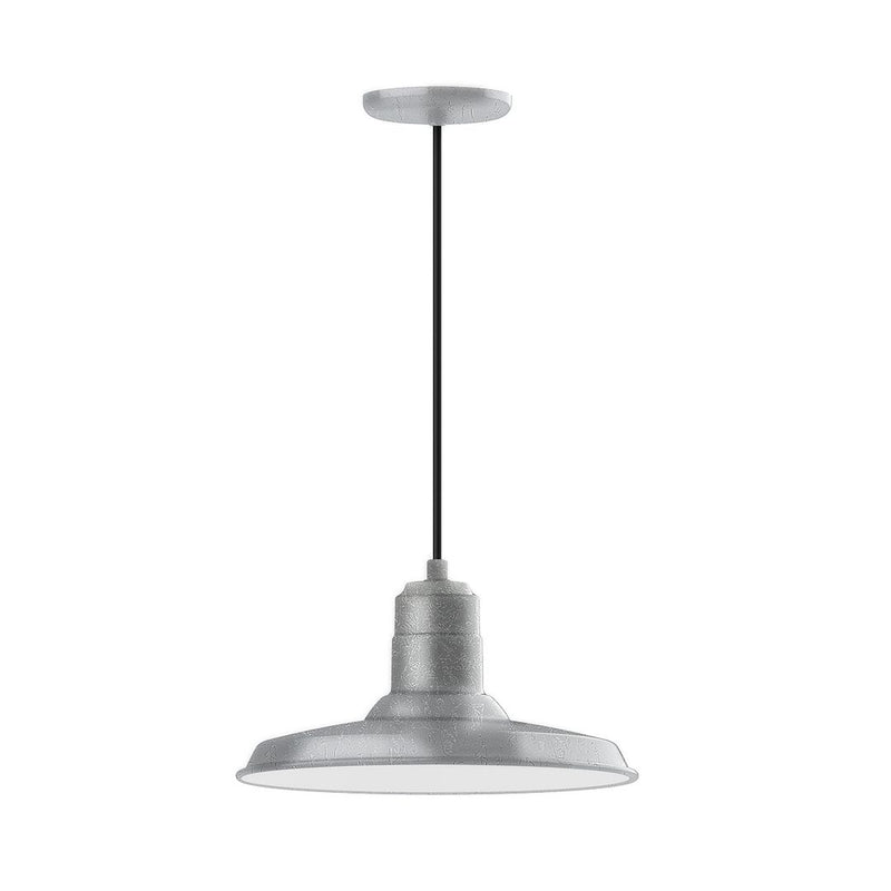 Painted galvanized LED pendant with round canopy and dome shade