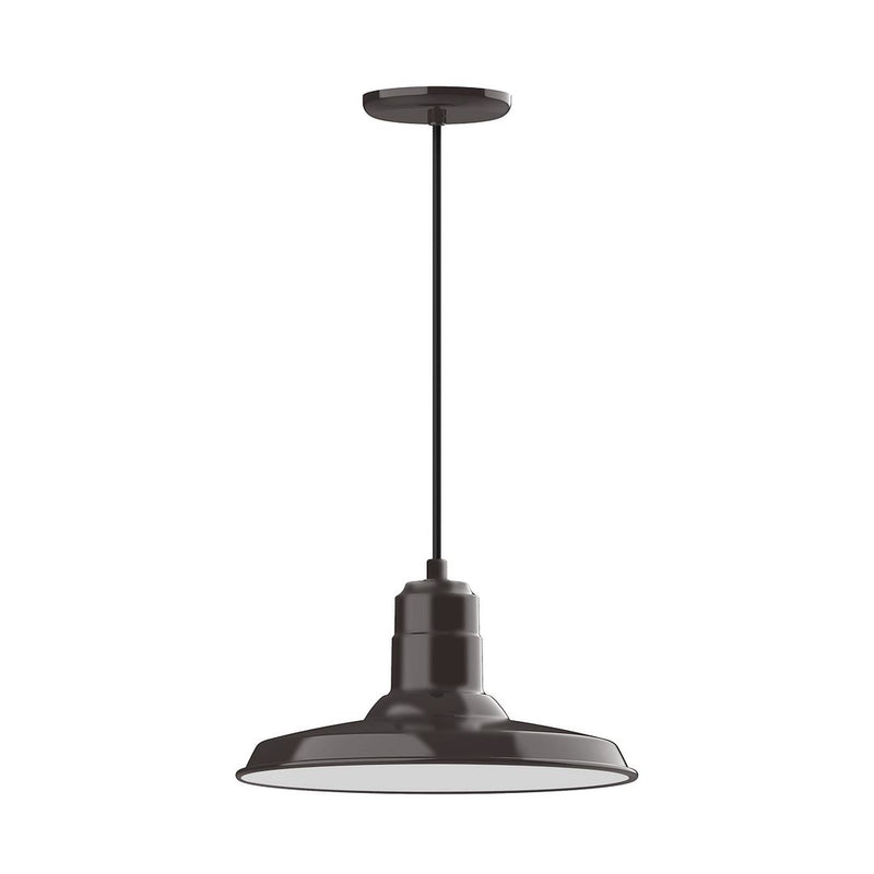 Architectural bronze pendant light with round canopy and dome diffuser