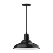 Warehouse 16" pendant, black dome shade with cord and ceiling canopy