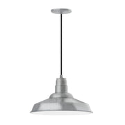 Painted galvanized bell pendant light with round canopy and tapered metal shade