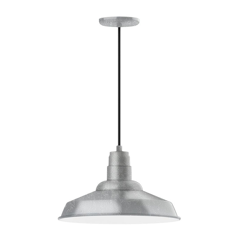 Painted galvanized pendant light with dome shade and black cord