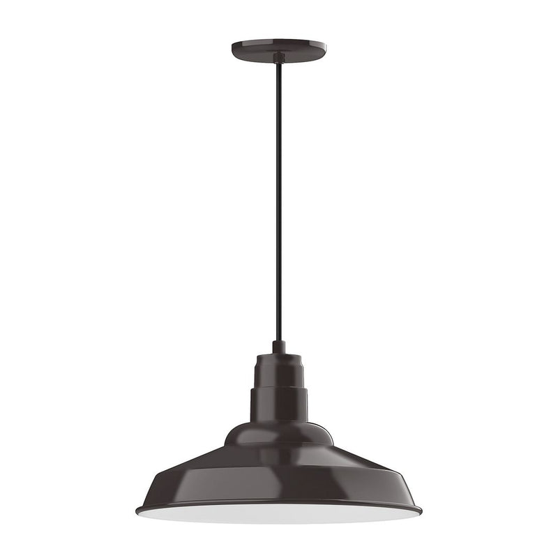 Architectural bronze 16-inch dome pendant light with round canopy and hanging stem