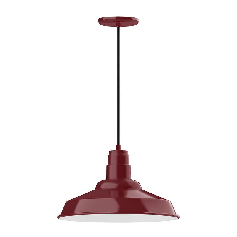 Barn Red pendant light with domed shade and pull cord
