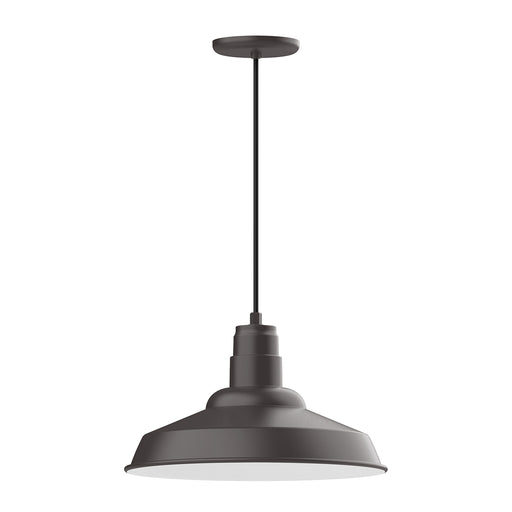 Bronze matte LED pendant lamp with wide dome shade and straight downrod
