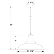 Slate gray pendant light dimensions: 81 in height, 16 1/4 in width