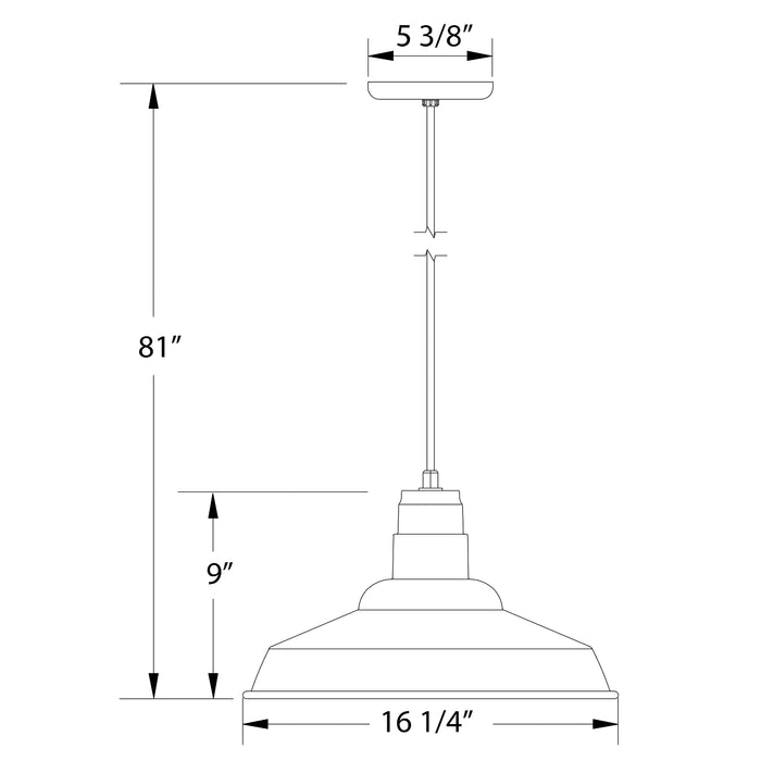 Warehouse 16" LED Pendant in Navy Line Drawing