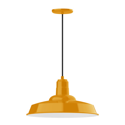 Bright yellow 18 in pendant light with dome shade, cord, round canopy