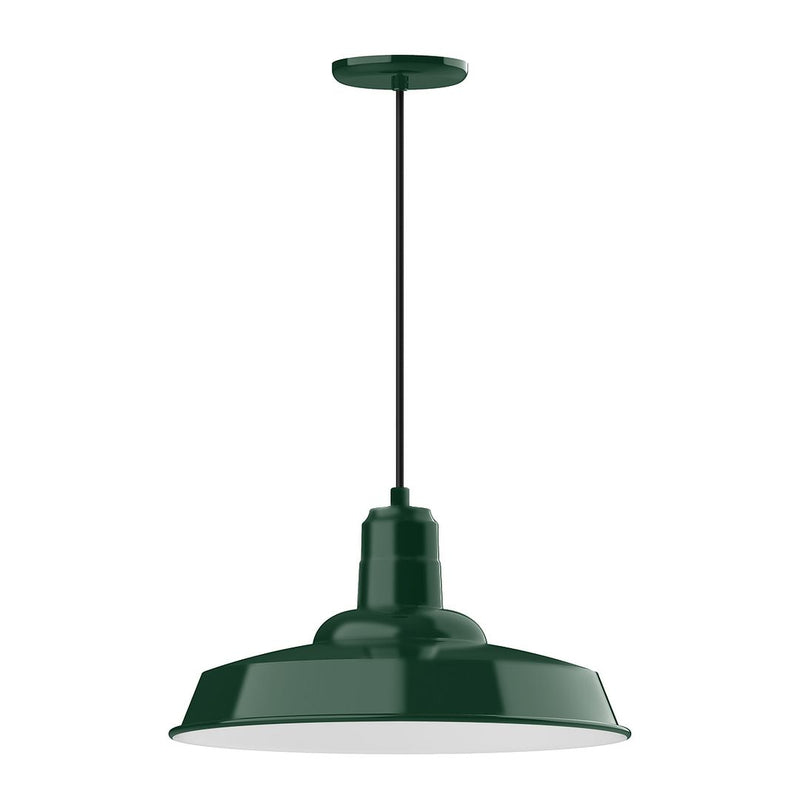 Forest green pendant light with 18 1/4 in dome shade and matching ceiling canopy