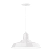 Warehouse 18-inch white glass pendant light with dome shade and hanging cord