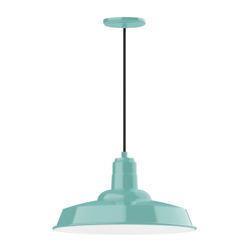 Sea green 18-inch pendant light with domed shade and round canopy